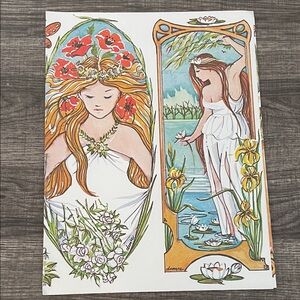 Art Nouveau Style Illustration Paper - Two sheets